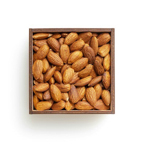Business Class Nuts: almonds in a square bowl